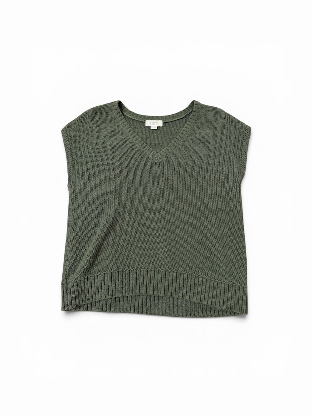 LOFT Green V-Neck Sweater Tank Vest